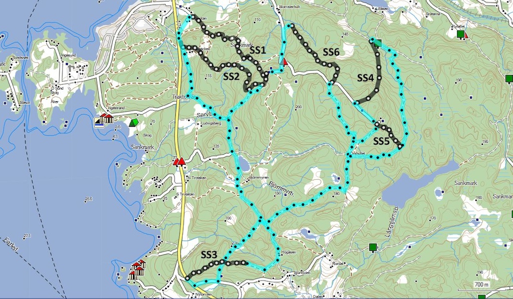 The six enduro special stages in Storkasberget Enduro route.