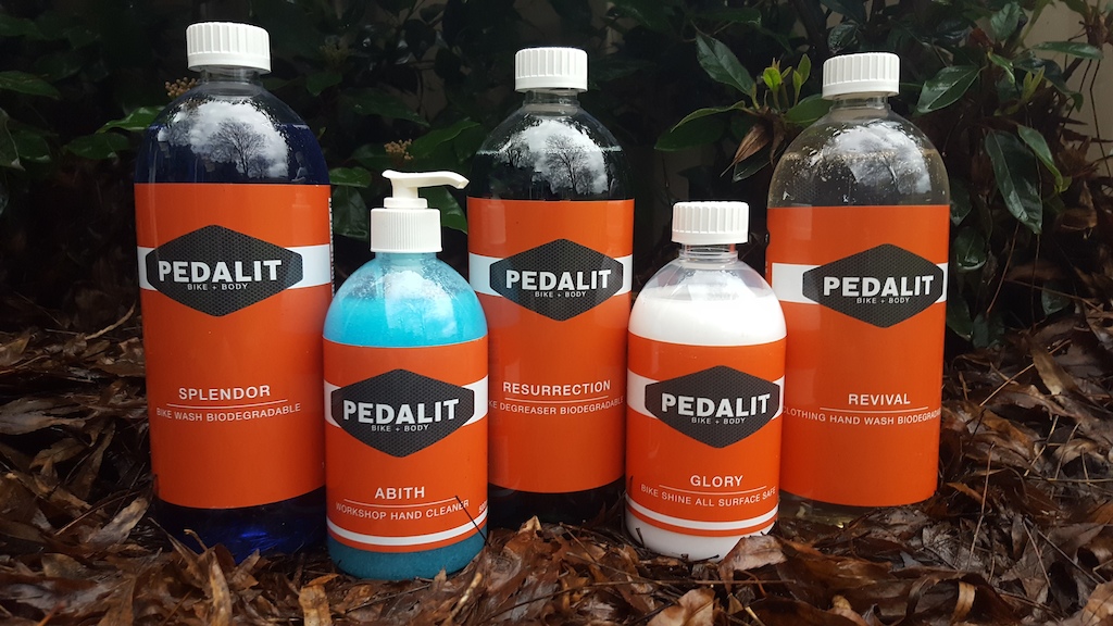 PEDALIT bike and body care products.