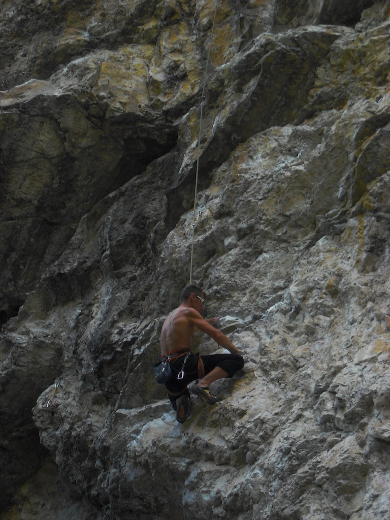 Free Climbing at end trail Val Chiara