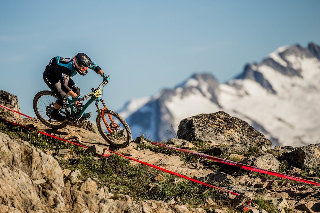 Richie Rude hits Top of the World in the Whistler Mountain Bike Park, Stage 5 of the SRAM Canadian Open Enduro presented by Specialized.