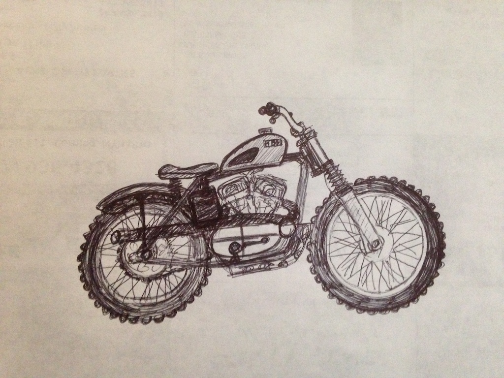 Idea for a Harley K Motor powered vintage trials motorcycle.