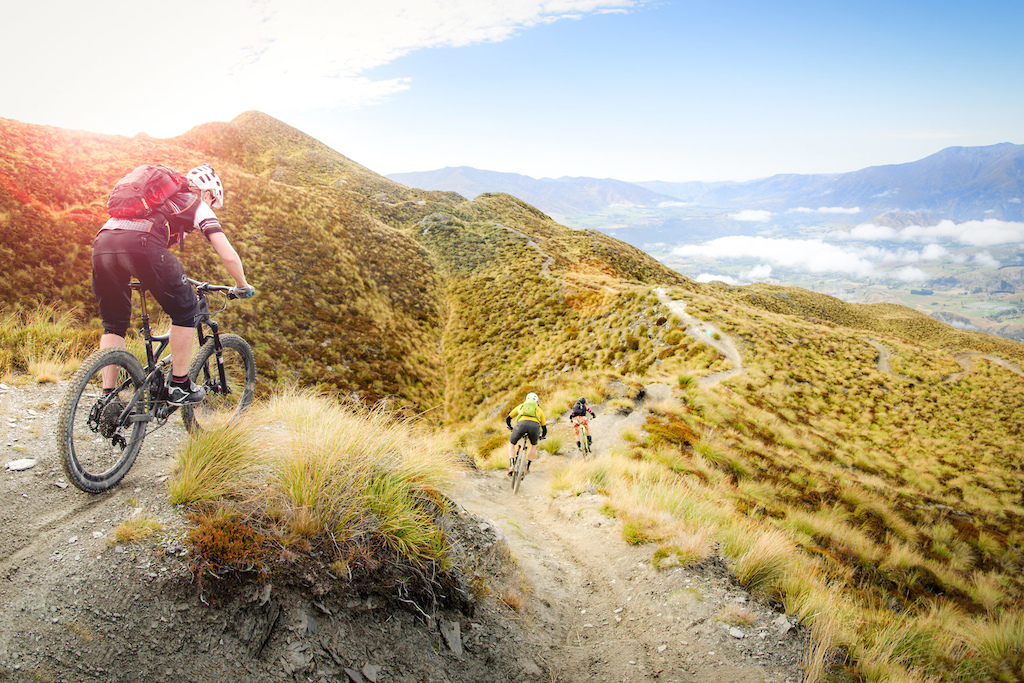 Dropping into Queenstown on some delicious flowing singletrack