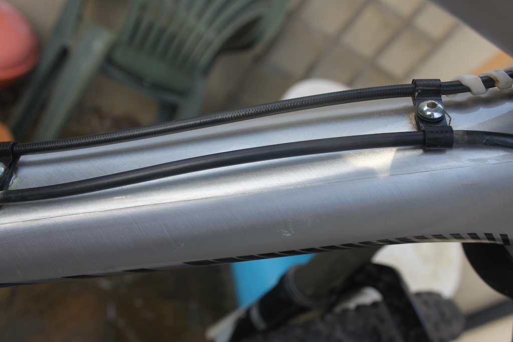 Helitape fitted to down tube under cables