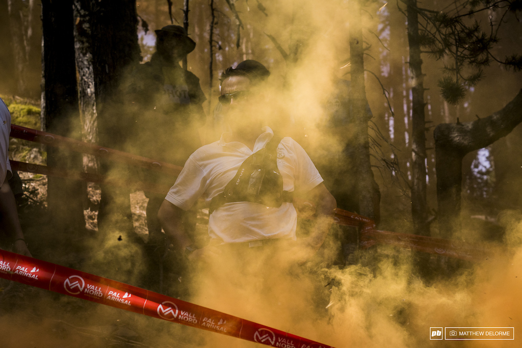 For a brief time the woods resembled Apocalypse Now when an injured rider was heli-lifted out