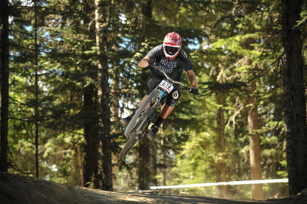 Photo of me on my way to 3rd place in the airdh at crankworx.