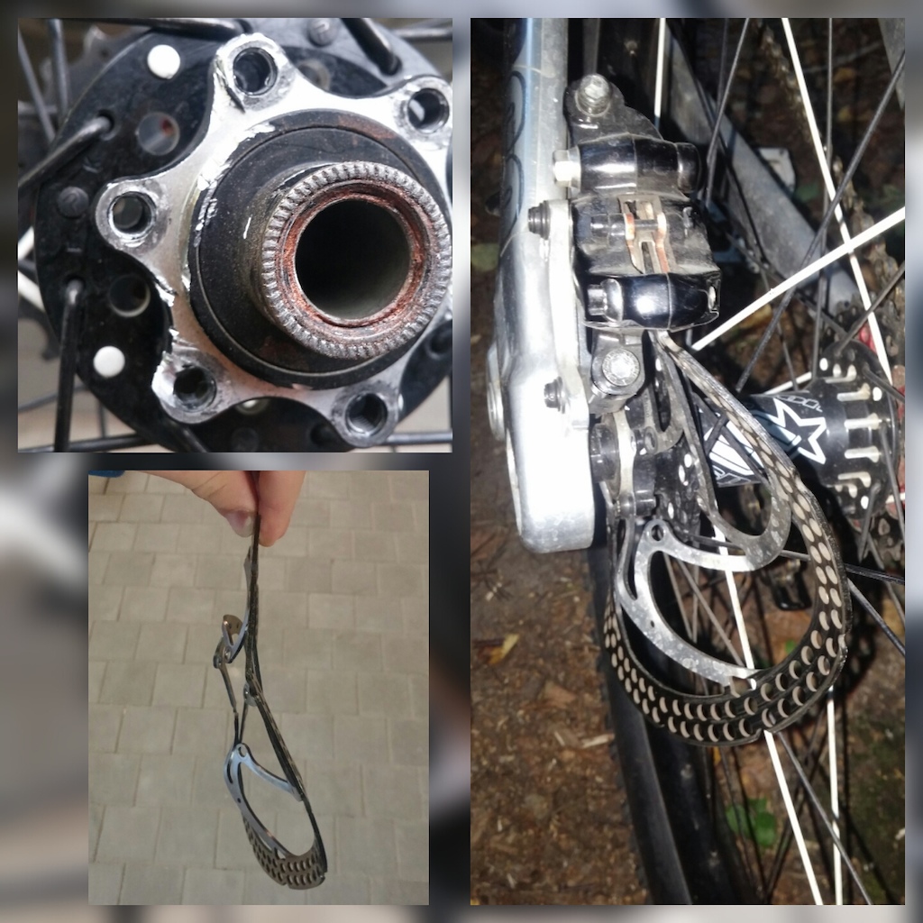 This is what happens when you do not use loctite and forget to check rotor bolts...