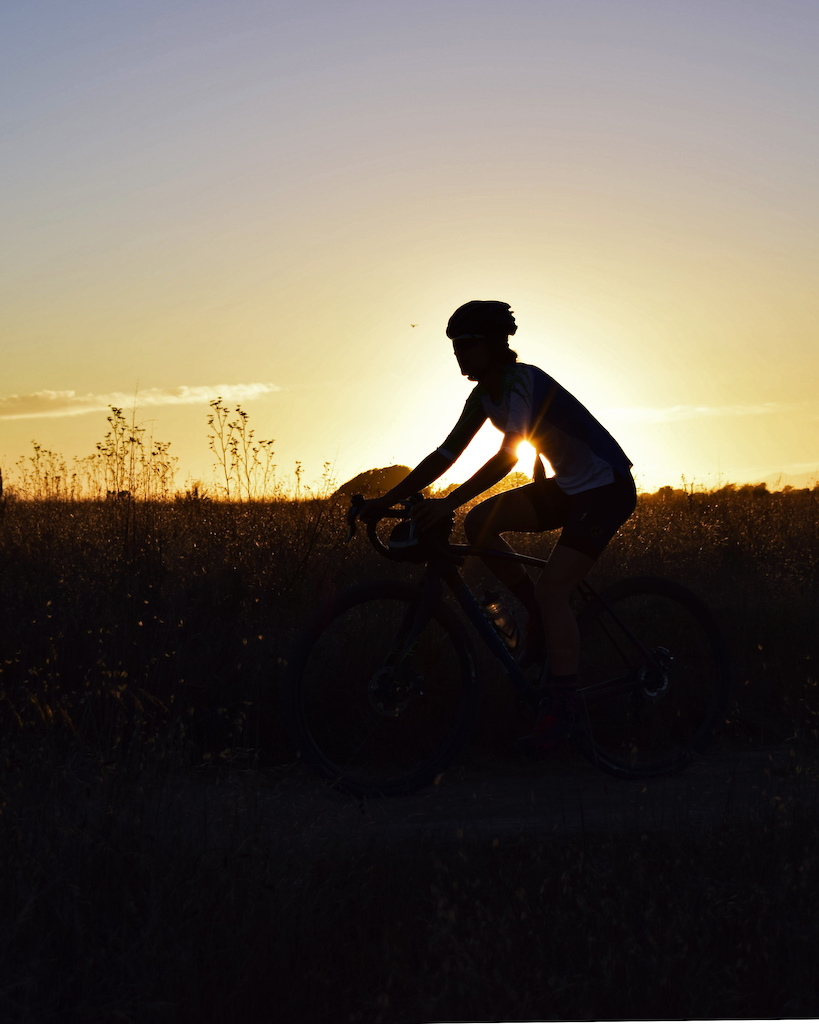 riding at cross practice at sunset
