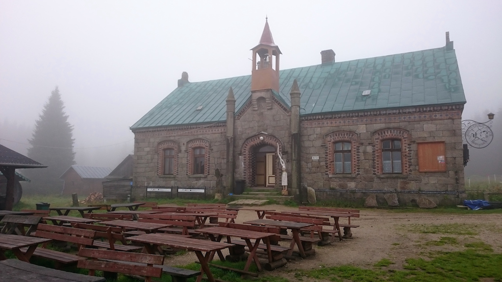 Here is the Orle shelter in the Izery Mountains, south-west Poland. We checked out here the night before the ride. This was also the place to eat and drink. Our accommodation was in the old, nearby house.