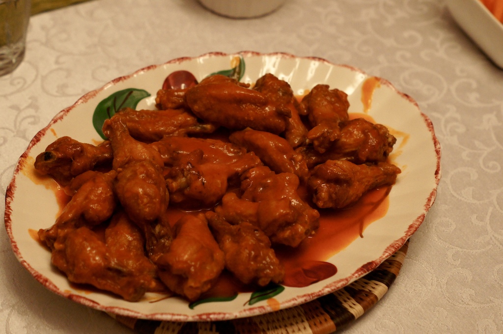 Homemade wings! Using Franks Red Hot, double fried wings, and some habanero hot sauce to add a kick.