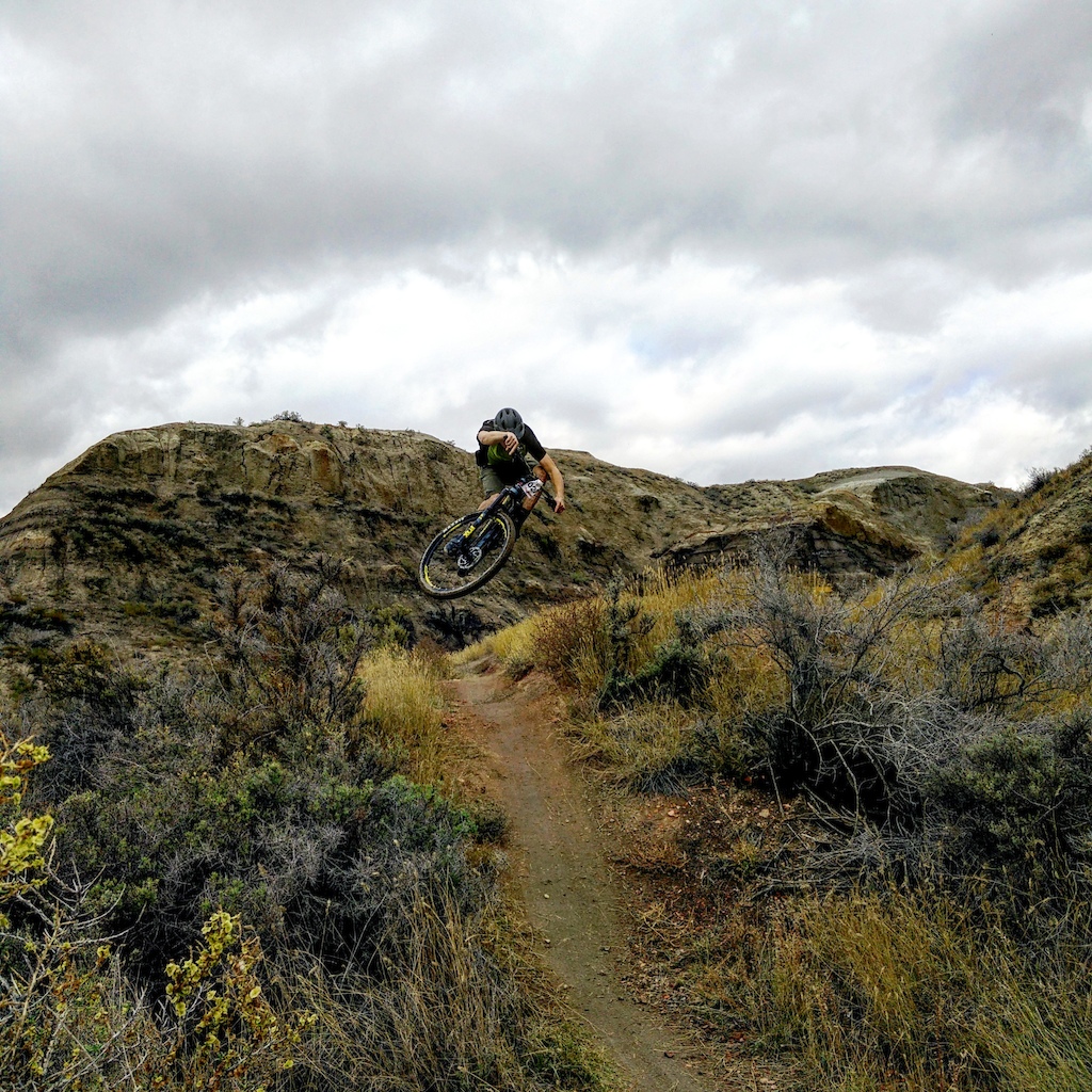 Exposure 2
Rocky Mountain/RaceFace Rep, Reuben Salzgaber styles it up at the Test of Humanity race in Redcliff, Alberta.  September 24, 2016