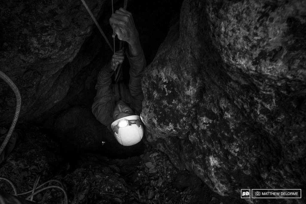 Dave crawls his way out of a deep dark crevice.