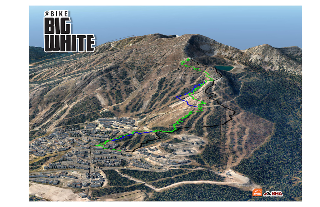 3D image of Big White showing our first 3 trails that will be operational for 2017