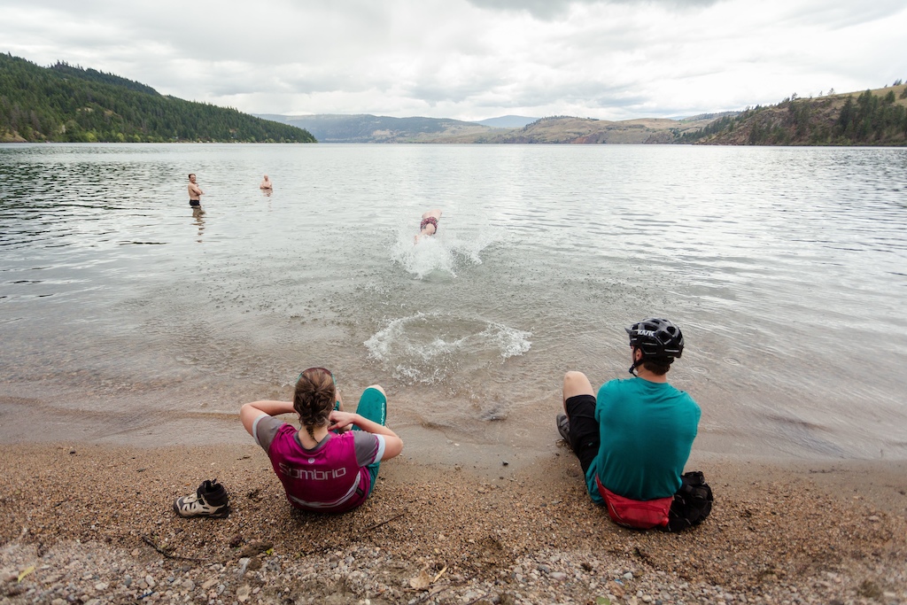 Apres ride dip in Kalamalka Lake.  Photo by Dane Cronin