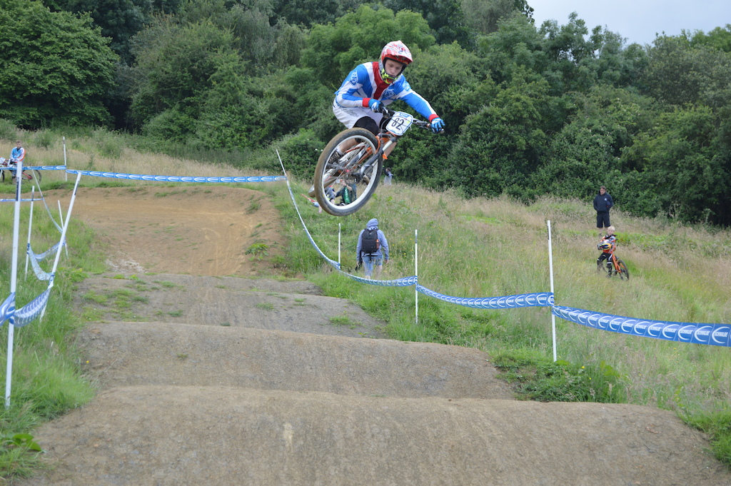 Throwing a little style during British 4x Series at 417 bikepark