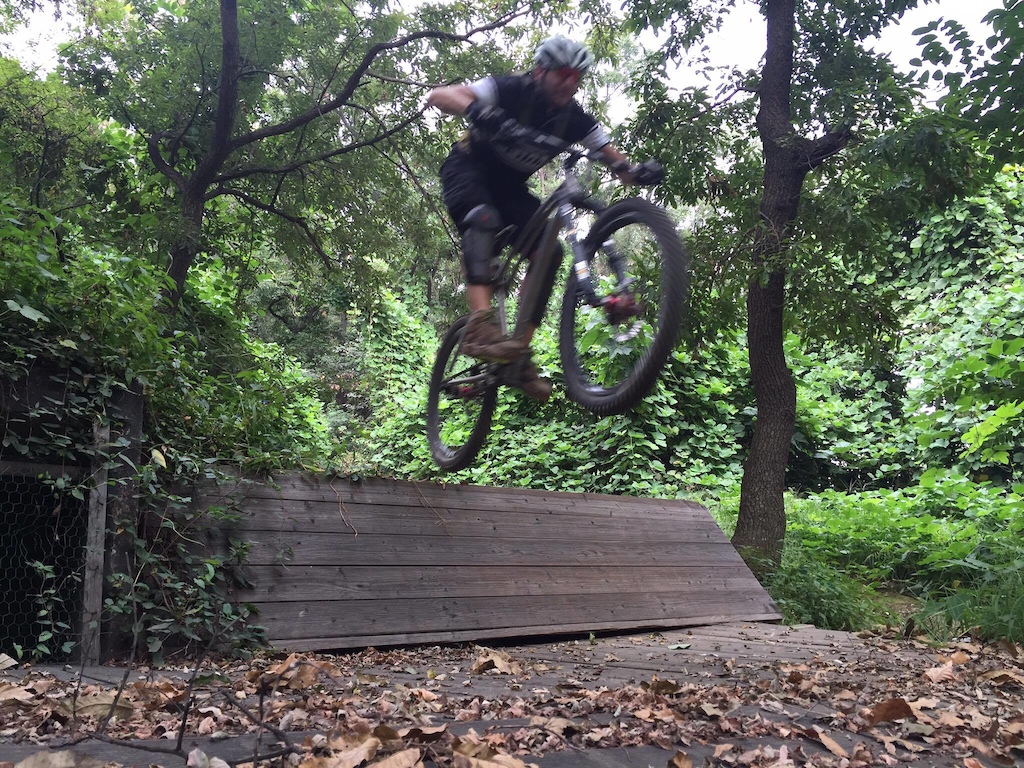 Riding in South Korea.
Yumyum trails, jumping the Zero Cycles Jackalope off some military bunkers.