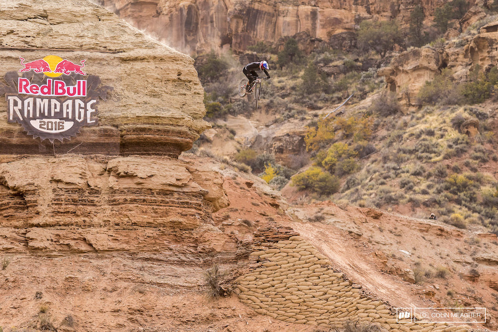 Falling from the sky: step one: enter the Redbull Rampage. Step two: build a ridiculous line. Step three: SEND IT! Carson Storch falling into third place.