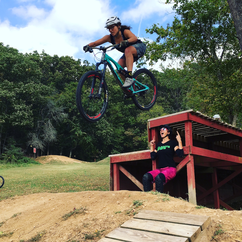 Roots MTB Team Riders playing around in between clinic sessions.