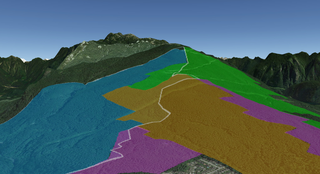 3d representation of the CMHC lands.  CMHC in brown