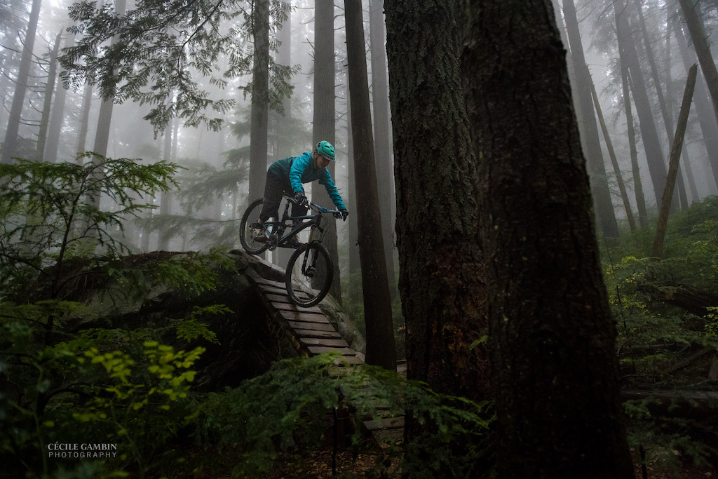 Teeming with life the forest comes alive during the rainy season. I set up my camera and my friend @onecutmedia took the photo of me on one of the last features on Expresso, Mt. Fromme. North Vancouver.

I love this photo because it is a true representation of what our trails are like during the wet season - green, lush, alive, mysterious, dark, fun.