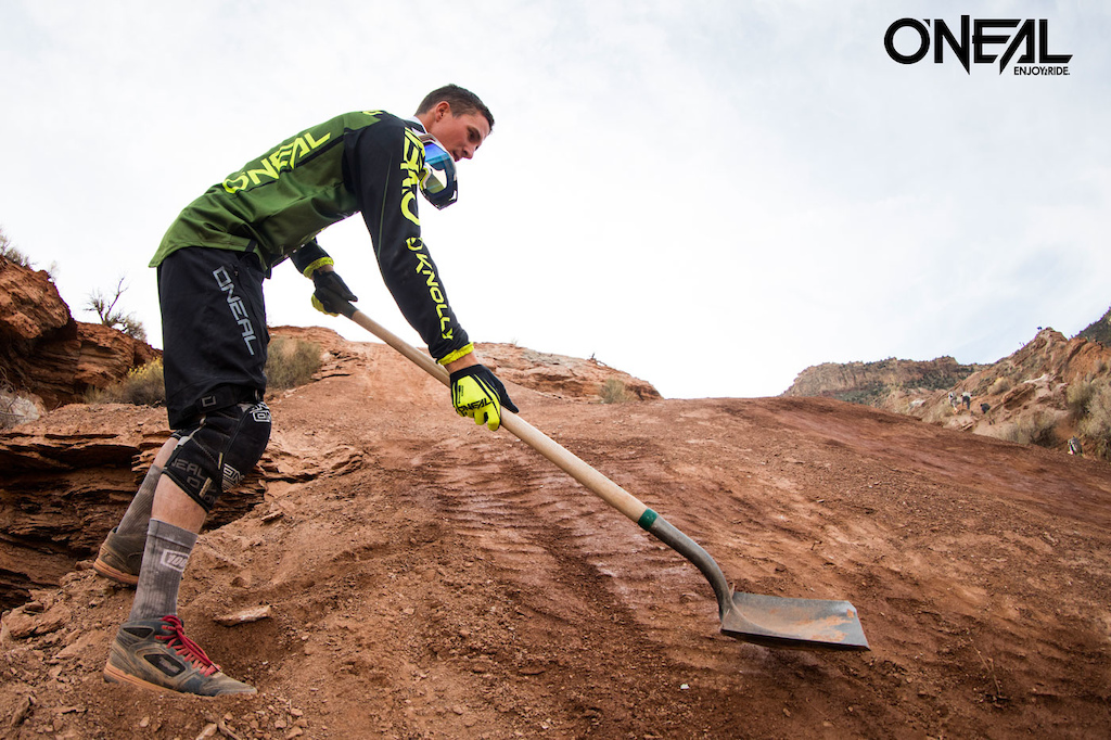 All Mountain Boss and O'Neal team rider James Doerfing shaping the landing at Red Bull Rampage.