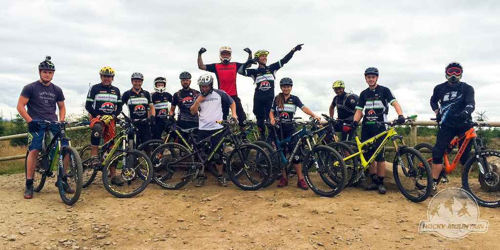 Rocky Mountain UK Team ready to take on one of many trails at Bike Park Wales.
