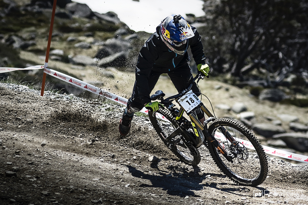 Brook MacDonald enjoyed tearing up the Australian trails. Unfortunately he got a front flat in his race run taking away his chances of a podium whilst visiting.