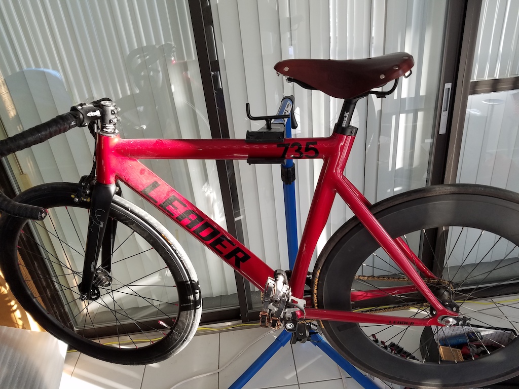 2014 Leader 735 Red Fixie, carbon wheel set 50mm+88mm
