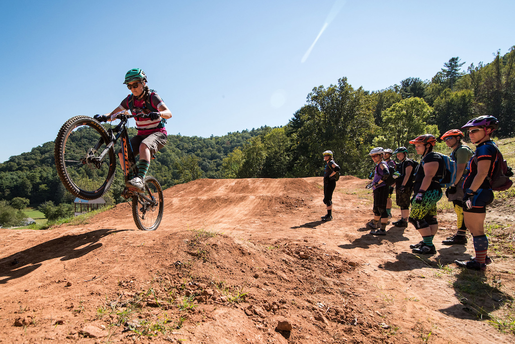 Timothy James Photo: Angi shows the ladies how to manual through some rollers on the Reeb Ranch pumptrack