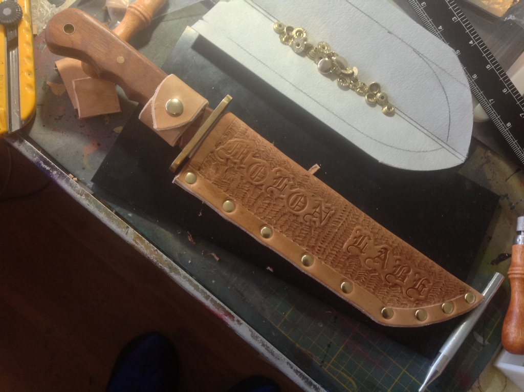 Tired to make a leather knife sheath. Will stain it next. Leather is possibly the easiest material I've ever worked with.