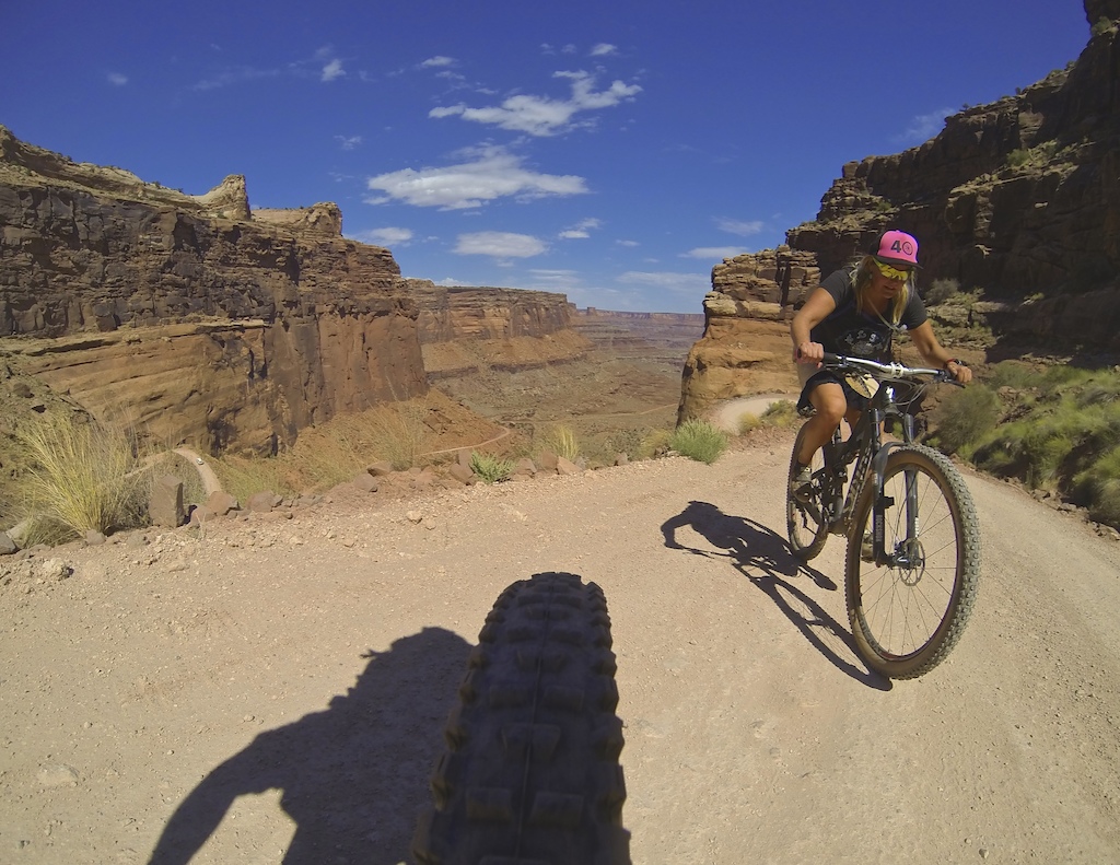 The White Rim trail ends with a long climb