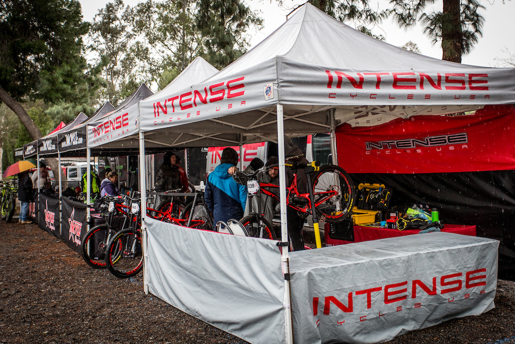 The Vendor Village was hopping Sunday Morning as mechanics scrambled to dial bikes in to the wet conditions on race day.