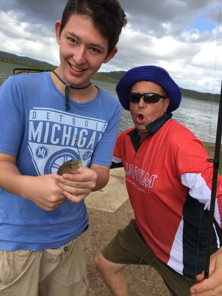 Took my nephew Ryu fishing for the first time . Landed his first ever fish now he is hooked ( pun intended) . He was stoked.... Wait until I take him for his first MTB ride next weekend. It will blow his ears off with awesomeness
