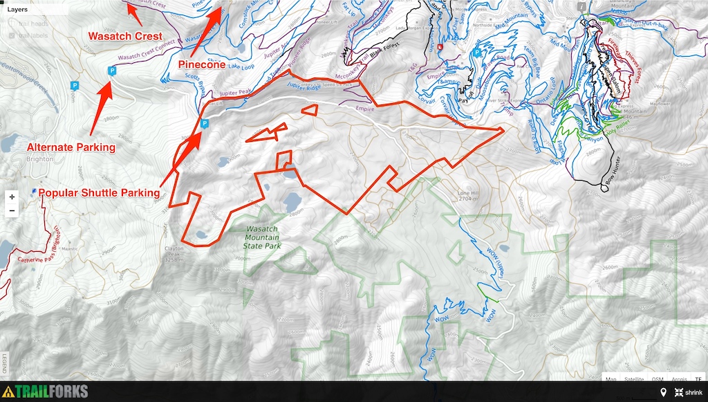 Bonanza Flats proposed development area doesn't really clash with MTB trails or access.