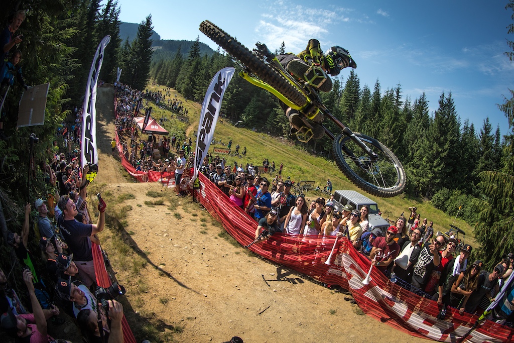 Bernarno Cruz, who finished in second place, at the Official Whip-Off World Championships presented  by Spank at Crankworx Whistler. (Photo by clint trahan/crankworx)