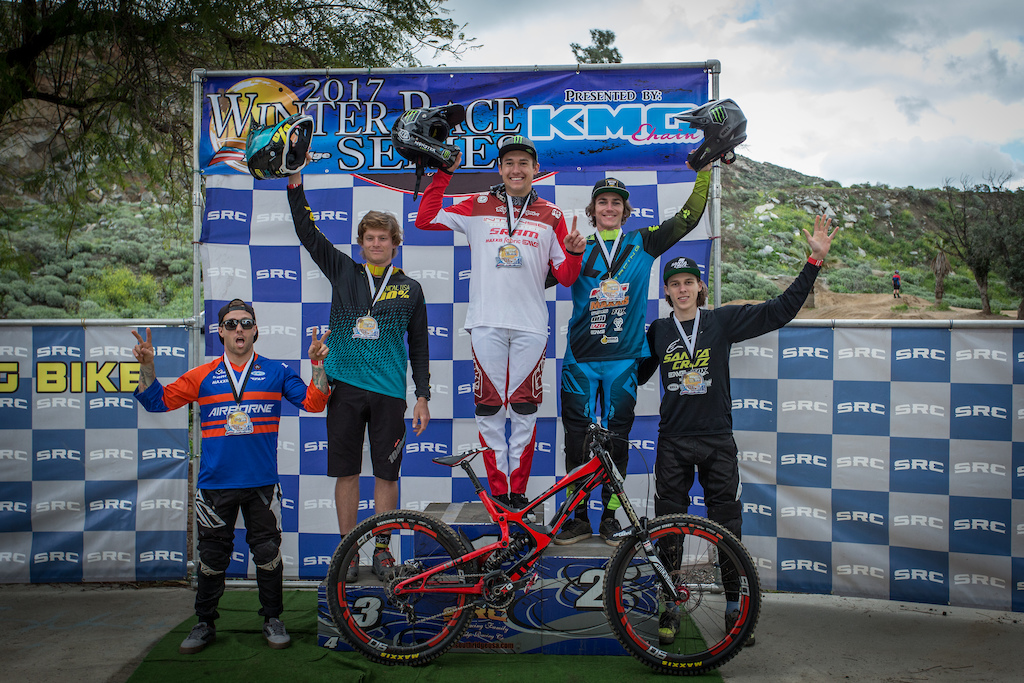 Pro Men's Podium - 1st Place:  Charlie Harrison - 01:54.78, 2nd Place:  Bruce Klein - 01:55.01, 3rd Place:  Luca Cometti - 02:00.70, 4th Place:  Barry Nobles - 02:02.06, 5th Place: Sean Bell - 02:02.17