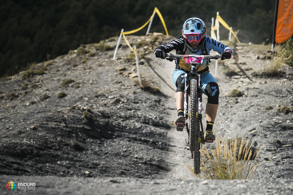 Ines Thoma in action at EWS Round 7 in Valberg in 2016. Photo by Duncan Philpott.