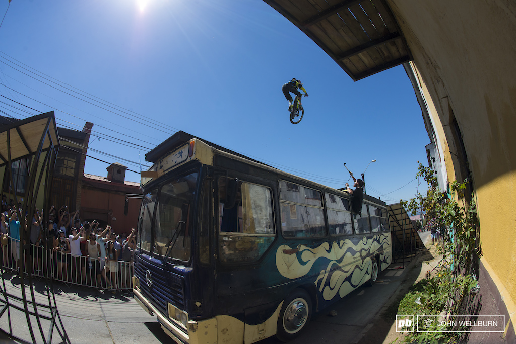 Felipe Argurto is one of the fastest riders in Chile right now.  He's young and on top of his game.  He had the biggest air and best style by far on the bus gap.  Here he sends his way into the top ten.