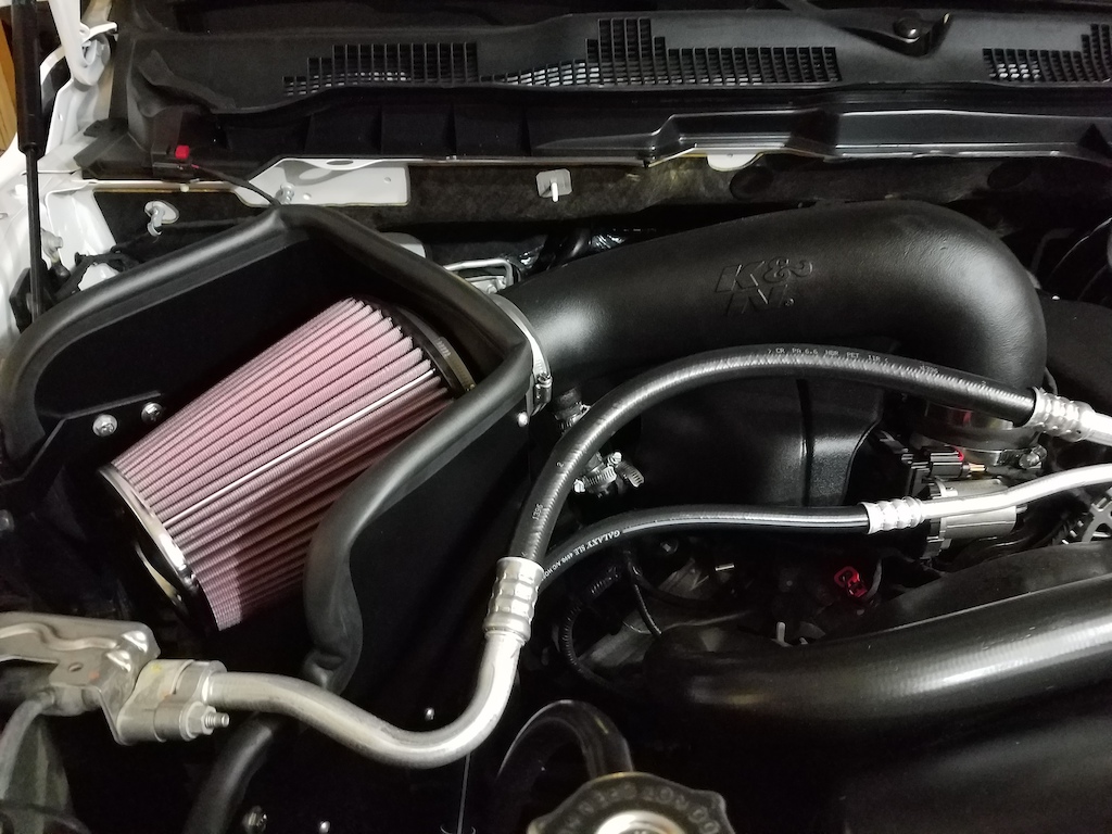 New intake... combined with the new exhaust, got the 5.7 putting out
 about 425hp and 435lb/ft torque.