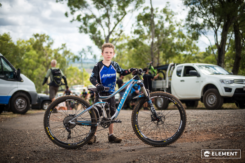 Start them young. Little Dan Finlay from Giant Ashgrove gets his bike check done.
