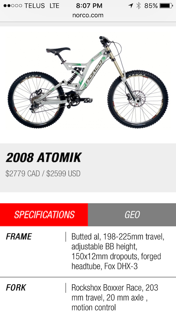 2008 Norco Atomik Downhill MUST SELL