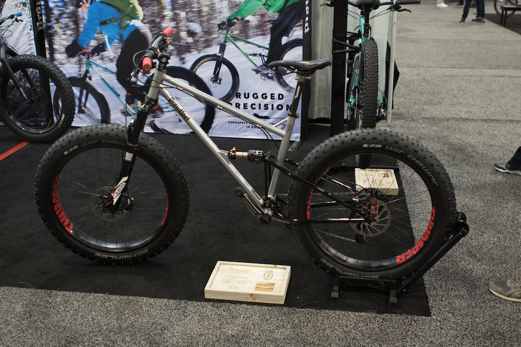 Proudfoot with its Proudfat. This bike is lighter than most peoples xc setups. This was one of the most fun looking fat bikes at the show.