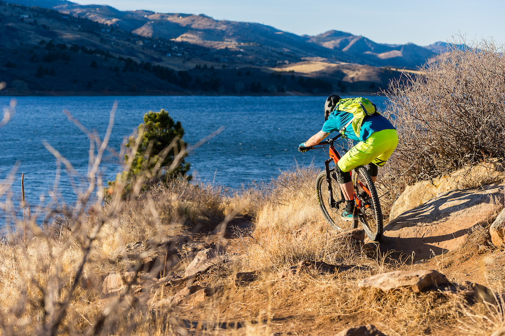 Kirt Voreis rides the Shoreline Trail in Fort Collins, Colorado
