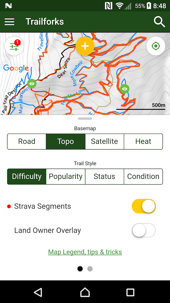 toggle viewing Strava segments on the map