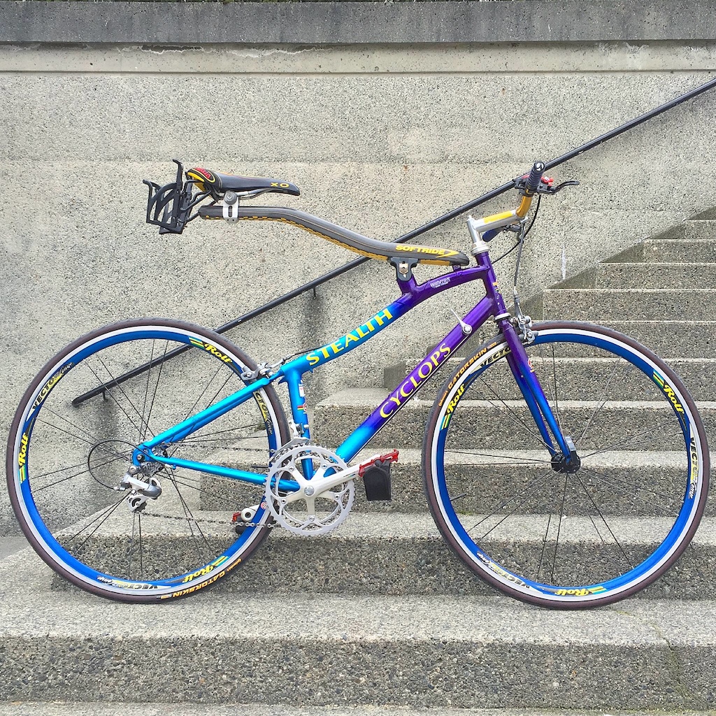 Let's call a bike with a bright blue to bright purple fade and a funny carbon bike seat "Stealth".