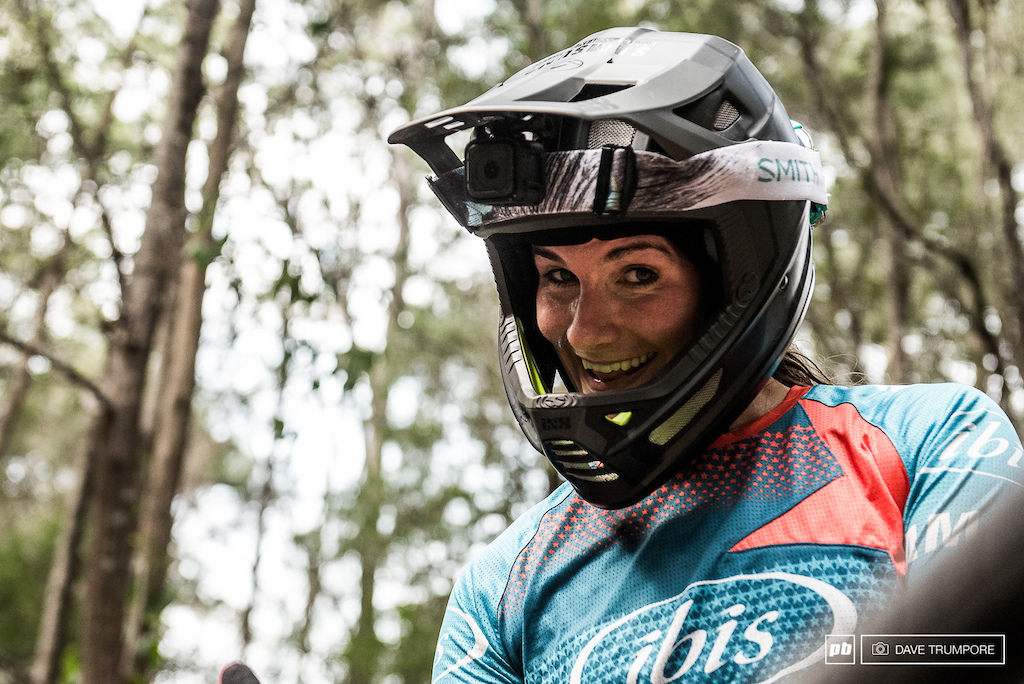Caro Gehrig loving the dry and dusty trails in Tasmania.