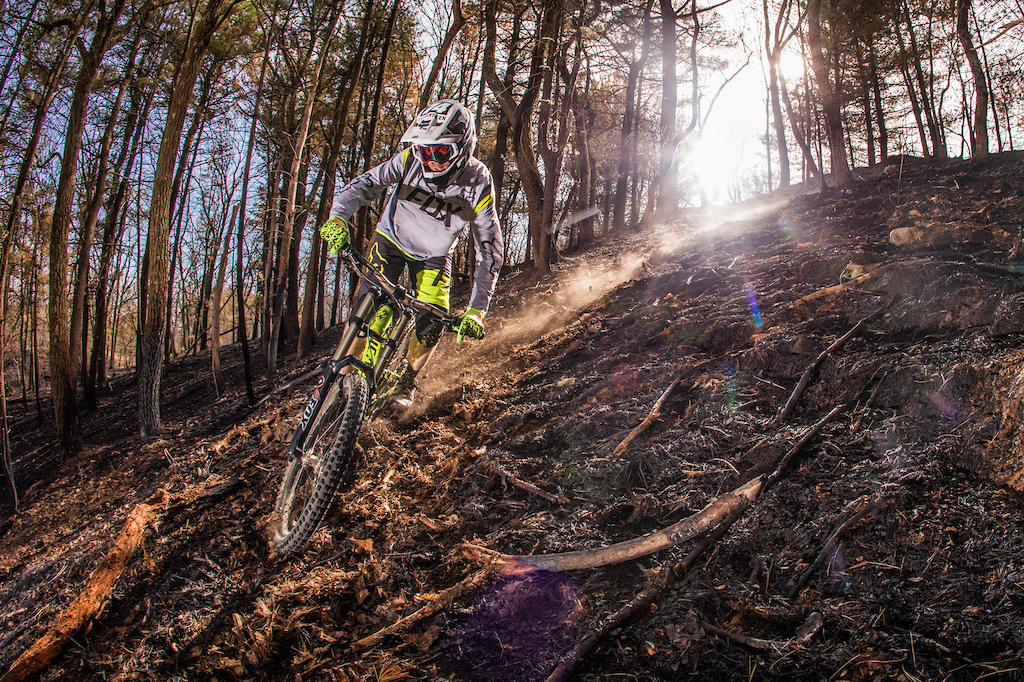 Slashes on Ashes! Clayton Harper getting some glade runs through a recently scorched forest.