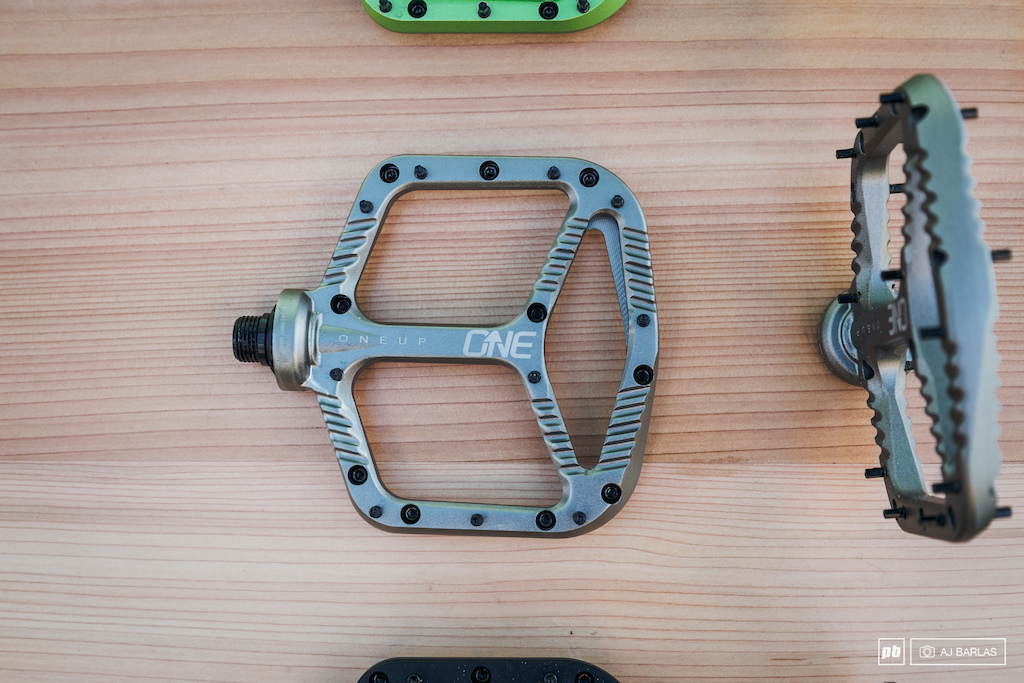 OneUp Components Alloy pedal includes a nice, large platform at 110mmx105mm.