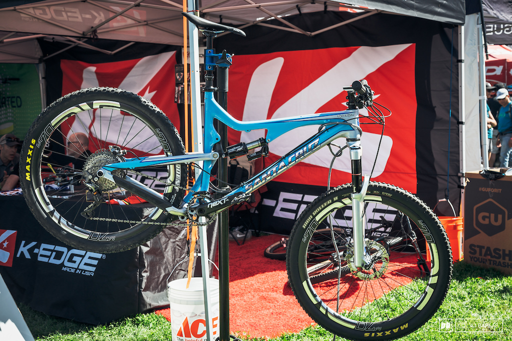 The K-Edge folks had this blinged out Troy Lee Designs custom painted Santa Cruz Bronson hanging out front of their tent.