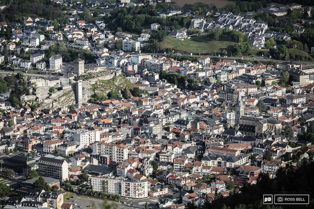The chateau dominates the Lourdes skyline.