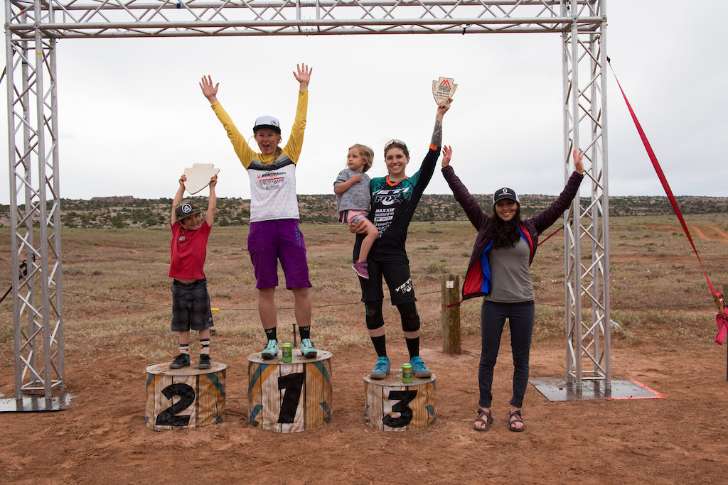 Parts of the Women's Pro/Open Podium. The early evening wind blew everyone/thing away just before awards. 

1. Cooper Ott - 21:20.968 - Crested Butte, CO
2. Lauren Bingham - 21:52.294 - Sandy, UT
3. Anne Galyean - 22:04.645 - Golden, CO
4. Teal Stetson-Lee - 22:05.992 - Reno, NV
5. Angelica Ramirez - 22:07.014 - Salt Lake City, UT

Photo: Mike Schirf